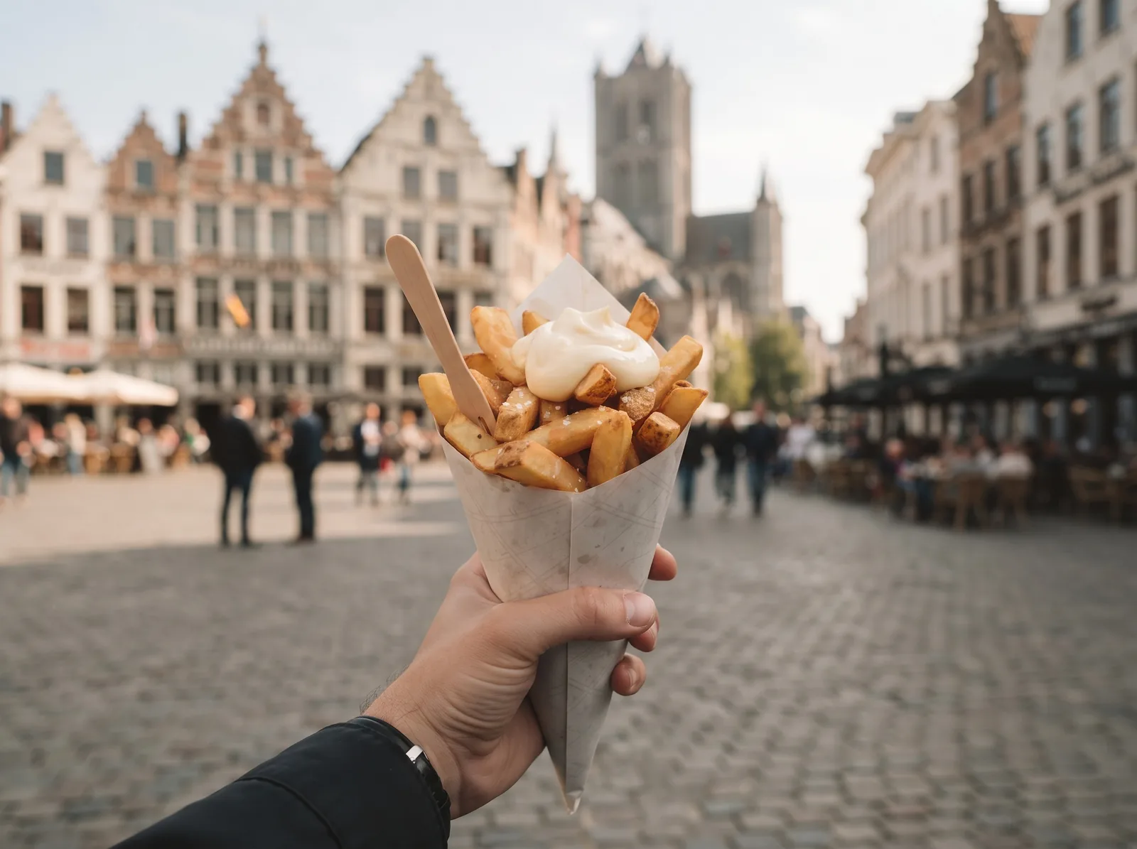 Belgian fries in a paper cone